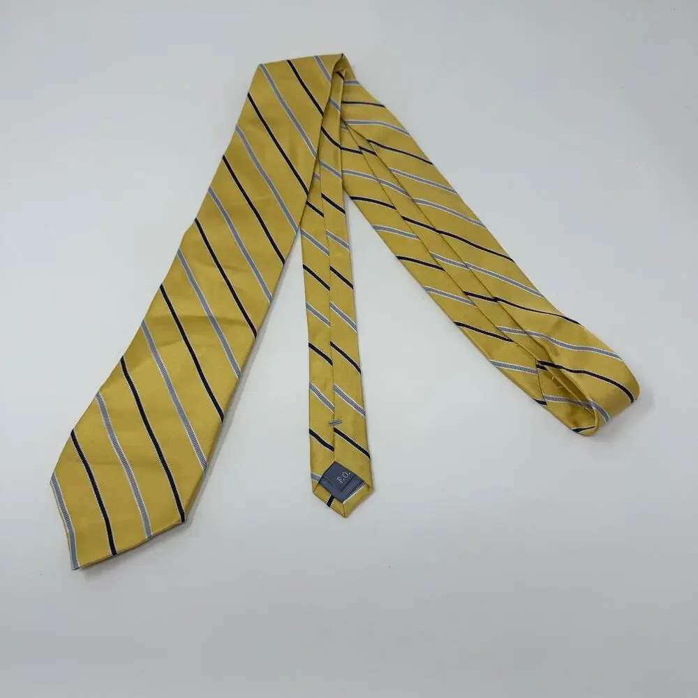 Vintage Forsyth Yellow Striped Silk Tie Hand Sewn